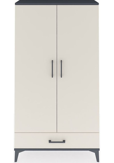 Arges Dolap 4 Raflı Tek Çekmeceli 2 Kapaklı 88x30x163 Antrasit-aytaşı Antrasit