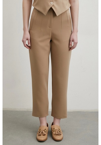 Önü Pensli Skinny Kumaş Pantolon Vizon Vizon