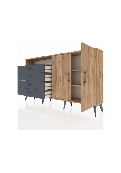 Arges Konsol 3 Raflı 4 Çekmeceli 2 Kapaklı 176x30x99 Çam-çam/antr Çam-çam/antrasit Arges Konsol 3 Raflı 4 Çekmeceli 2 Kapaklı 176x30x99 Çam-çam/antr Çam-çam/antrasit