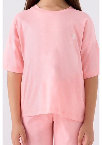 U.S. Polo Assn. U.s. Polo Assn Kız Çocuk Pembe Bermuda Takım Us1848-c-v50 Pembe