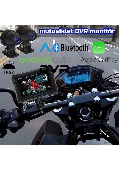 Motosiklet Carplay Ve Android Auto Dokunmatik 5 İnç Dvr Monitör