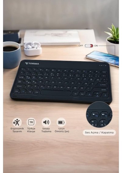 Torima TMK08  Bluetooth Kablosuz Klavye Mouse Seti Optik