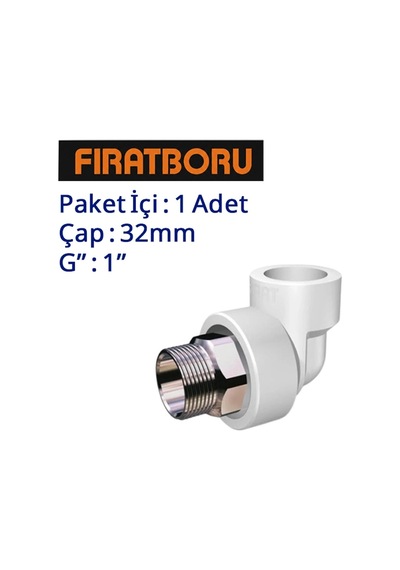 Fırat Dış Dişli Dirsek Altı Köşe 32mm, 1'', 1 Adet, 7b73032254