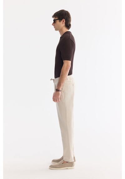 Avva Erkek Bej Beli Bağcıklı Keten Karışımlı Chino Relaxed Fit Pantolon B003036 Avva Erkek Bej Beli Bağcıklı Keten Karışımlı Chino Relaxed Fit Pantolon B003036