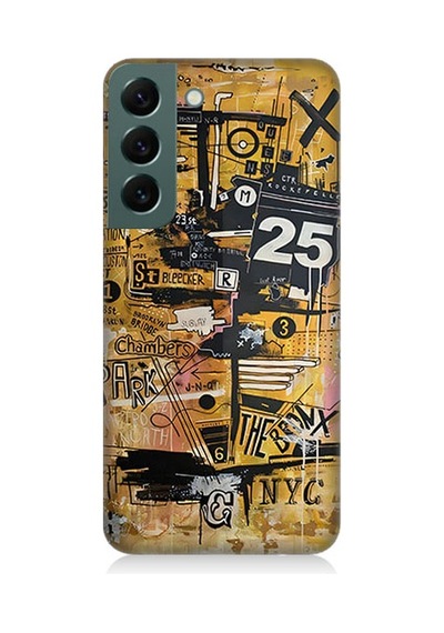 Samsung Galaxy S22 Uyumlu Karma Grafik Desenli Silikon Kılıf