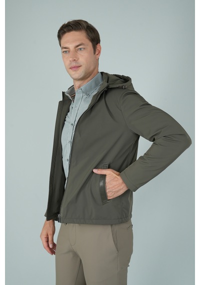 Bisse Deri Detaylı Regular Fit Erkek Haki Mont Mnt24k24002 D49 Haki