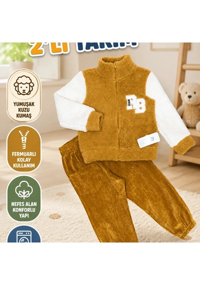 Candar 1-2-3 Yaş Kuzu Kumaş Fermuarlı Sweat Ve Kadife Pantolonlu 2'li Çocuk Takımı Hardal Candar 1-2-3 Yaş Kuzu Kumaş Fermuarlı Sweat Ve Kadife Pantolonlu 2'li Çocuk Takımı Hardal