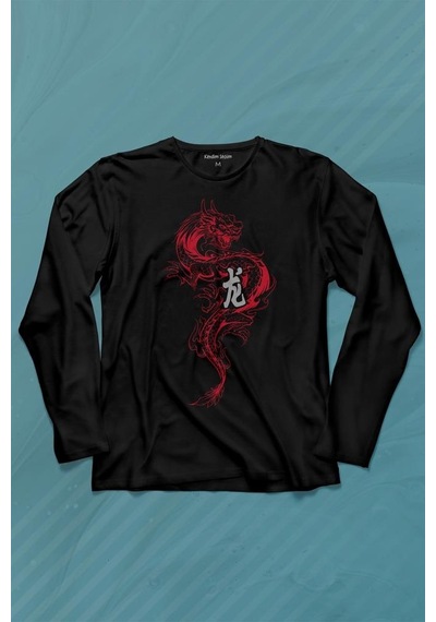 Ejder Dragon Uzak Doğu Japanese Drake Japonca Uzun Kollu Tişört Baskılı T-shirt 001 Ejder Dragon Uzak Doğu Japanese Drake Japonca Uzun Kollu Tişört Baskılı T-shirt 001