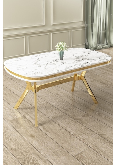 Canisa Concept Olya Serisi 90x168 Lak Panel Gold Ayak Beyaz Mermer Desen Sabit Mutfak Masası Masa Beyaz Mermer Desen Ayak Gold Canisa Concept Olya Serisi 90x168 Lak Panel Gold Ayak Beyaz Mermer Desen Sabit Mutfak Masası Masa Beyaz Mermer Desen Ayak Gold