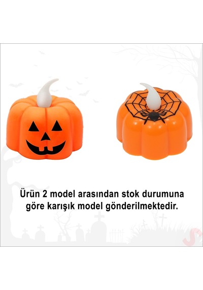 Halloween Bal Kabağı Led Mum, 5cm X 1 Adet 0-99