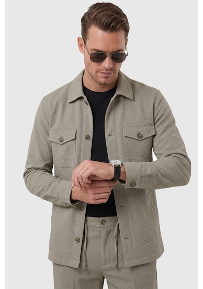Rizzup Yeşil Slim Fit Gofre Dokulu Yazlık Spor Takım Elbise Yarım Astarlı Likralı 2 Li Kombin 2604007