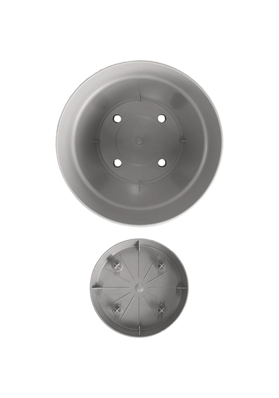 Tr Tabaklı Delikli Plastik Çiçek Saksısı, 13 Cm 1.1 Lt, 1 Adet, Bej Diğer