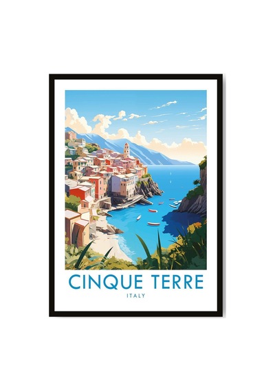 Cinque Terre Seyahat Baskısı: İtalya Şehir Manzarası Sanat Baskısı