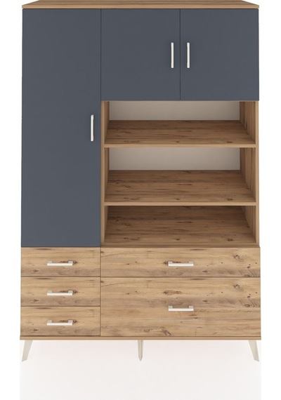 Hyperion Dolap 9 Raflı 5 Çekmeceli 3 Kapaklı 132x44x195 Çam-antrasit/çam Antrasıt/atlas Çam Hyperion Dolap 9 Raflı 5 Çekmeceli 3 Kapaklı 132x44x195 Çam-antrasit/çam Antrasıt/atlas Çam