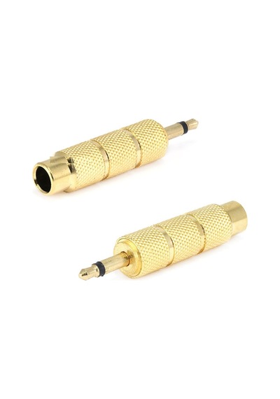 Mono 3.5 Mm Erkek - 6.3 Mm Dişi Çevirici Gold Aparat Çift Adet / 1 Adet
