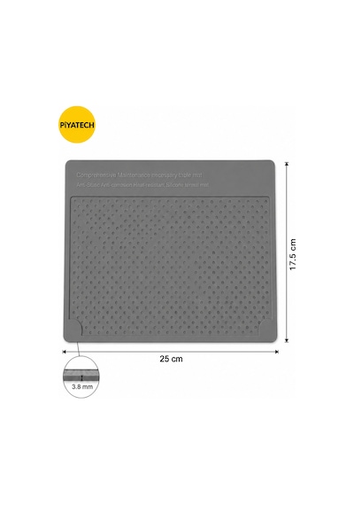 Isıya Dayanıklı Silikon Tamir Matı Anti-statik Lehimleme Ve Bakım Pedi 25x17.5 Cm - Gri