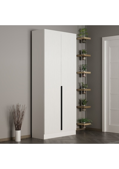 Minar Kale 210 Cm 2 Kapaklı 2b Raf Portmanto Byz Mbr Çizgili Byz