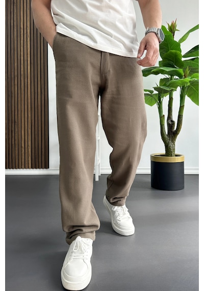 Edwox Erkek Beli Düğmeli Pantolon Kahverengi Edw469 Edwox Erkek Beli Düğmeli Pantolon Kahverengi Edw469