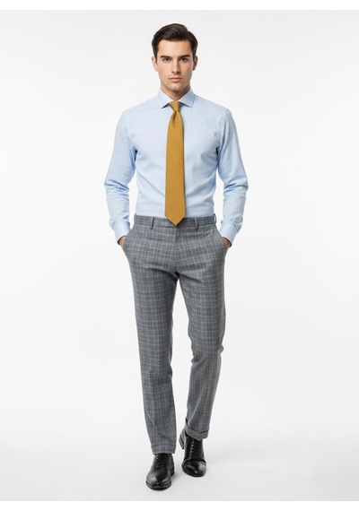 Presto Erkek Slimfit Likralı Kareli Desen Pantolon Mavi 3184-340 Mavi