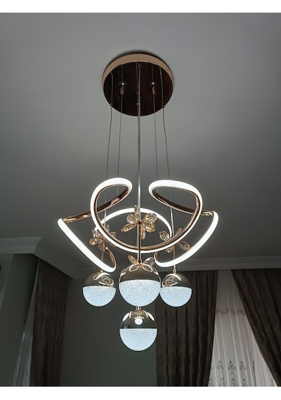 Livora Lighting Alice Modern Sarkıt Kelebekli Kademeli Ledli Avize Altın - Gold