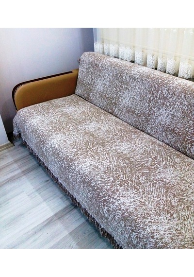 Pamuklu Kaymaz Ebruli Koltuk-çekyat Örtüsüü 15 Renk - Kahve Kahve