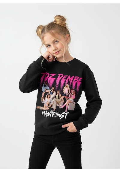 Seabubbles Manifest Toz Pembe Kız Çocuk Sweatshirt Siyah