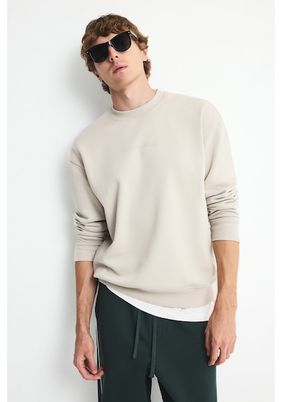 Defacto Boxy Fit Uzun Kollu Pamuklu Bisiklet Yaka İçi Yumuşak Tüylü Baskılı Sweatshirt X8282az26aubg672 Bej-bg672