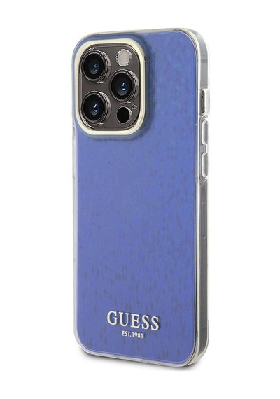 Apple Uyumlu iPhone 15 Pro Max Kılıf Guess Lisanslı Yazı Logolu Mirror Disco Kapak Mor