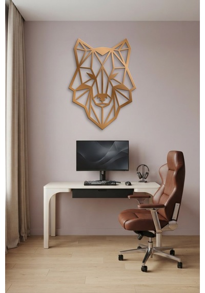 Polygon Kurt Metal Duvar Tablosu - Duvar Sanatı - Duvar Dekoru - Bronz