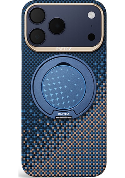 Apple iPhone Uyumlu  17 Pro Max Kılıf Raptic 2in1 Bundle Kit Aramid Skin Serenity Serisi Stand Ve Kapak Lacivert