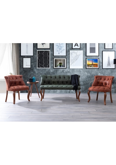 Mobilyabazari Tual Çay Seti Ikili Koltuk, Salon, Balkon, Ofis)