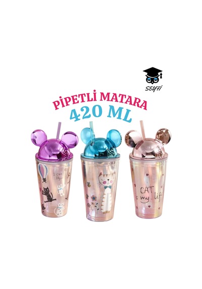 1 Adet Desenli Plastik Pipetli Bardak 420 Ml Karma Renk Yollanmaktadır 001