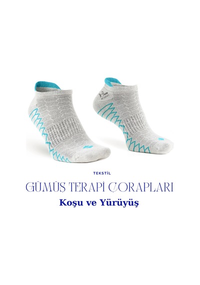 1senartbeauty Gümüş Terapi Çorapları / Koşu & Yürüyüş Mavi