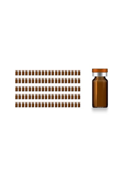 Borox Kapaklı Tıpalı Amber Cam Şişe 10ml - Crimp Vial Nd20 - Dibi Düz - Turuncu Kapaklı - 100 Adet Toptan
