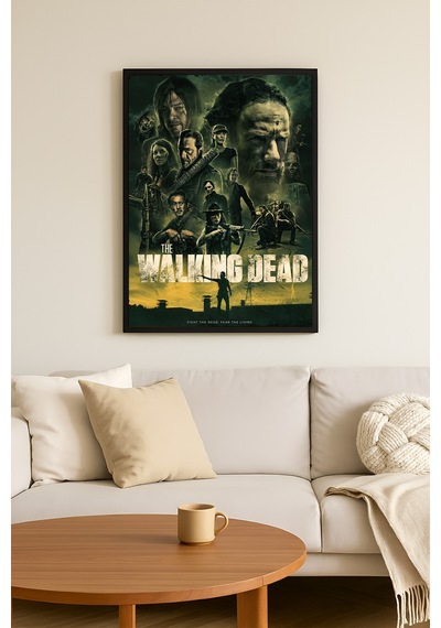 The Walking Dead Siyah Ahşap Çerçeveli Poster, Film Duvar Tablosu