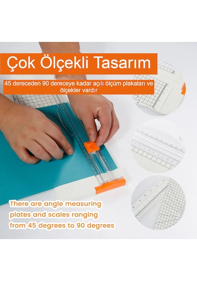 Giyotin Kağıt Kesici – A4 Kağıt Kesme Makinesi, Güvenlik Bıçaklı, Cetvelli, Çift Yönlü Kesim