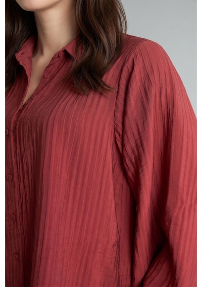 Defacto Relaxed Fit Dokulu Çizgili Uzun Kollu Tunik H7503ax26aubr268 Bordo-br268