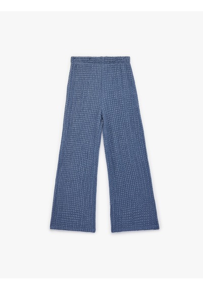 Koton Beli Lastikli Dokulu Geniş Paça Pantolon Lacivert 6skg40018ak Lacivert