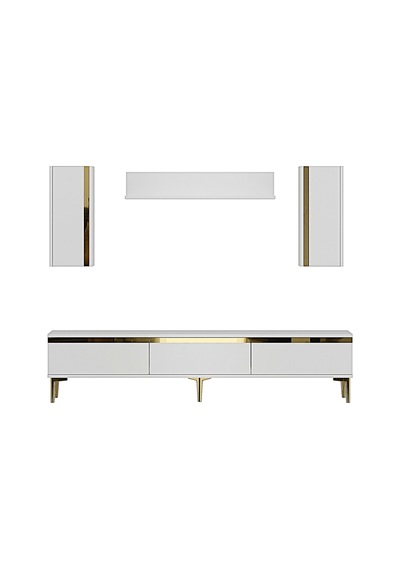 Tvr1898bg - Anka Tvr180 Tv Ünitesi Takım , Tv Sehpası Beyaz-gold 180cm
