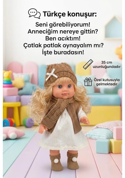 Lucia Girl Konuşan 35 Cm - Etkileşimli Kolları Bacakları Ve Kafası Et Kutulu Atkılı Oyuncak Bebek 74220163
