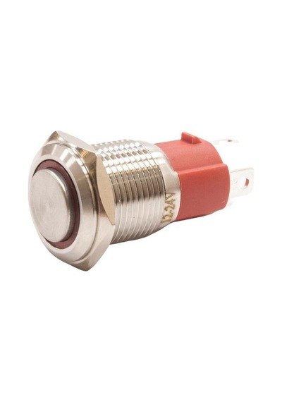 Motorobit 16D-G1Z-E 16Mm Çıkık Anahtarlı Işıklı Metal Buton - Kırmızı