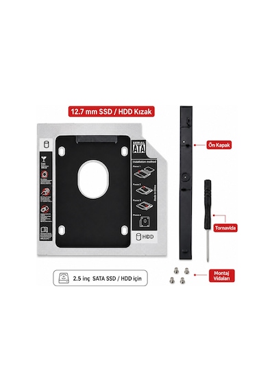 12.7 Mm Hdd Ssd Caddy Cd-rom Yerine Disk Takma Aparatı