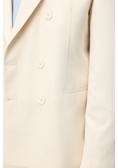 Antioch Kruvaze Relaxed Fit Erkek Blazer Ceket Ekru