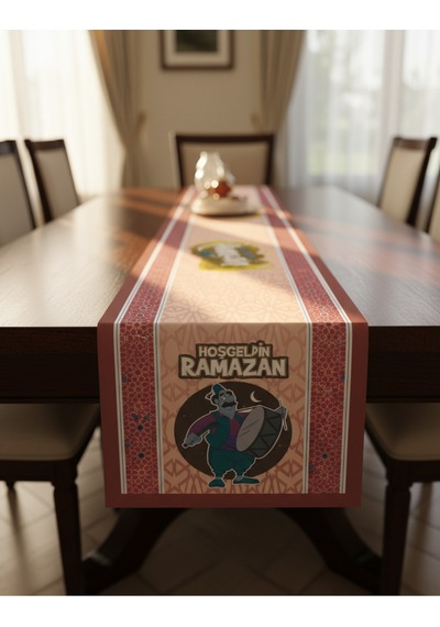 Ramazan Ayı Motifli Dijital Baskılı Runner Masa Örtüsü 40x140 Cm Rmz-10