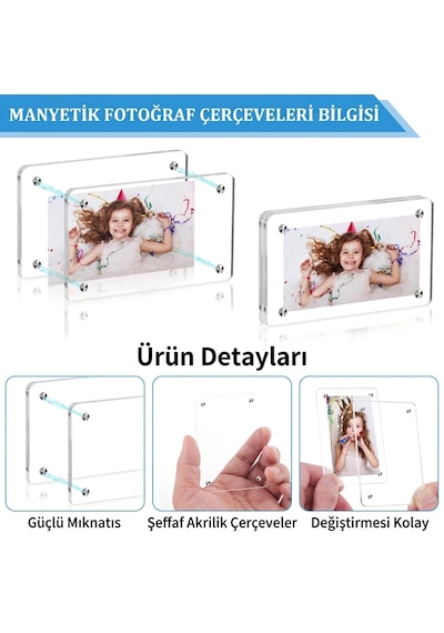 Fotoğraf Baskısı Dahil 5 Adet 6 × 9 Cm Şeffaf Pleksi Fotoğraf Magneti