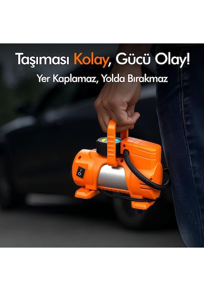 Araç Çakmak Girişli Dijital Hava Kompresörü Lastik Şişirme Pompası 12v Taşınabilir Oto Kokusu