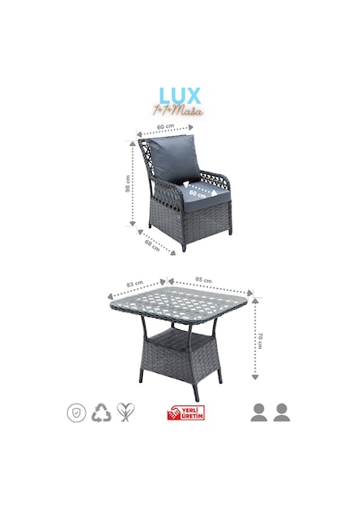 Tan Rattan Bahçe Balkon Mobilyası 1+1+masa Bahçe Takımı Balkon Mobilyası Diğer