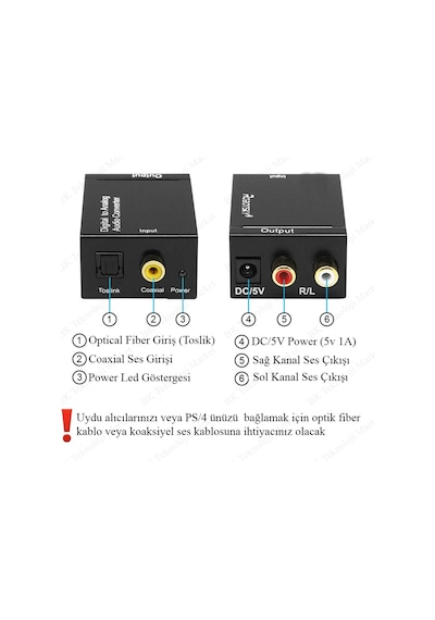 Dijital To Analog Optic Ses Dönüştürücü Adaptör