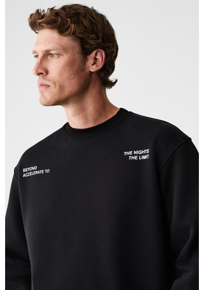 Grımelange Alarıc Erkek Yuvarlak Yaka Önü Baskılı Regular Fit Antrasit Sweatshirt Anrasit