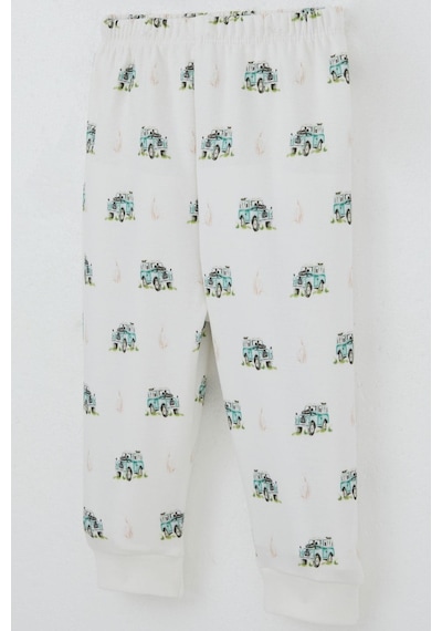 Breeze Erkek Bebek Pijama Takımı Omuzdan Patlı Macera Temalı Küçük Kaşif 4 Ay-1 Yaş, Ekru Ekru